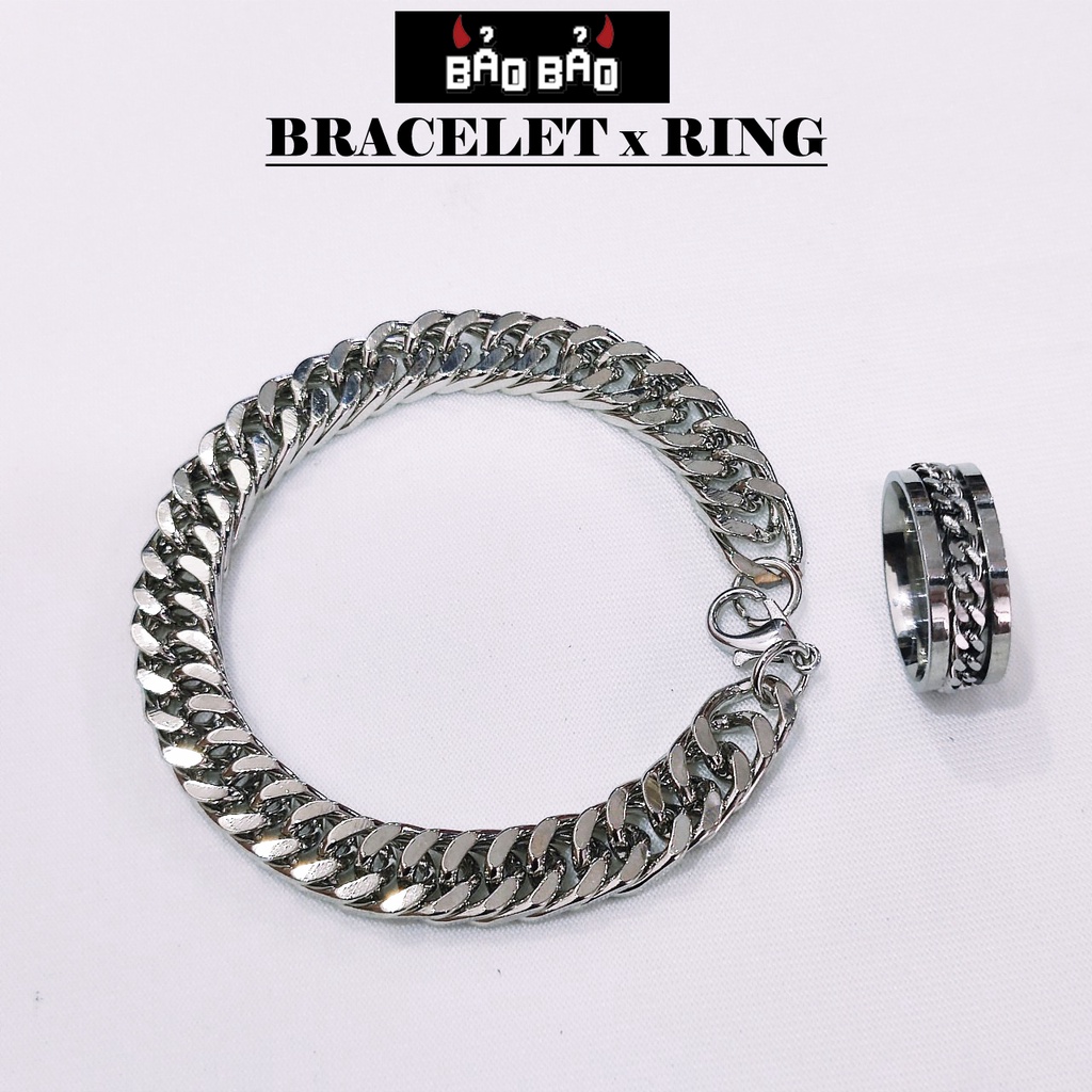 Vòng tay nam titan kèm nhẫn nam xích A3 Bảo Bảo Store