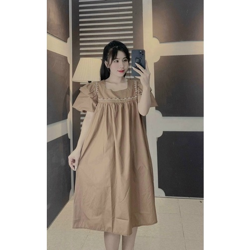 Đầm dáng chữ A tay phồng 2 cánh siêu xinh, Đầm bầu xinh cho chị em