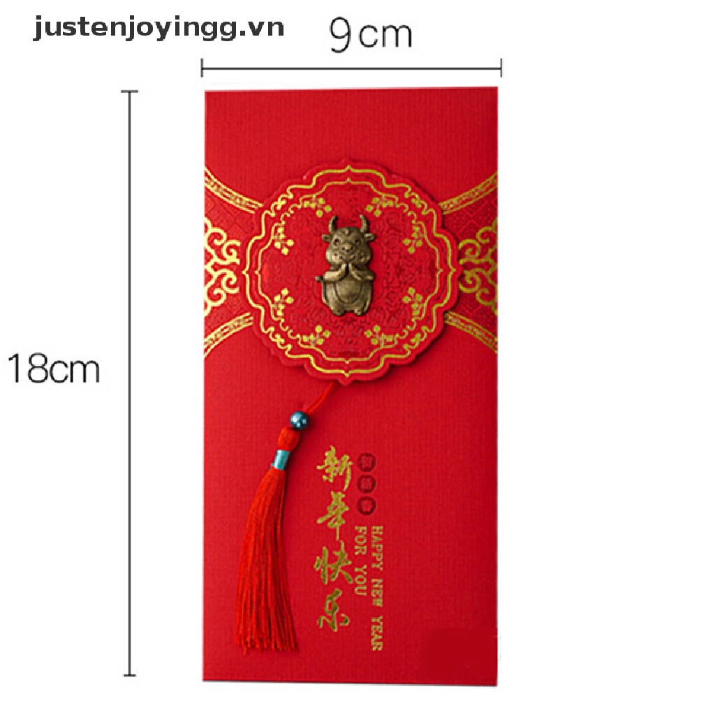 Bộ 2 Bao Lì Xì Đỏ May Mắn Thêu Họa Tiết Phong Cách Trung Hoa Mới