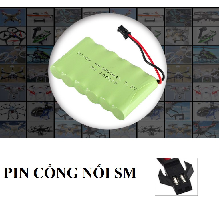 Pin sạc 7.2v dùng cho xe mô hình điều khiển dung lượng 1800mAh cổng nối SM