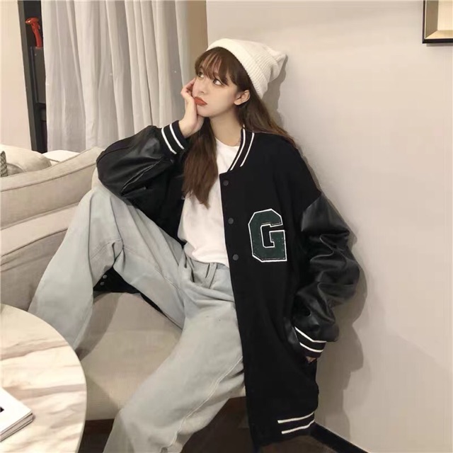ORDER ÁO BOMBER JACKETS PHỐI TAY DA ẤM UNISEX CÁ TÍNH ULZZANG | BigBuy360 - bigbuy360.vn