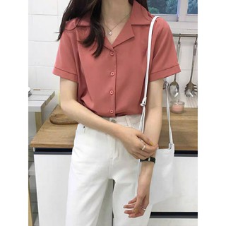 (Big size)Áo sơ mi cổ vest 2 ve mà basic 60-90kg