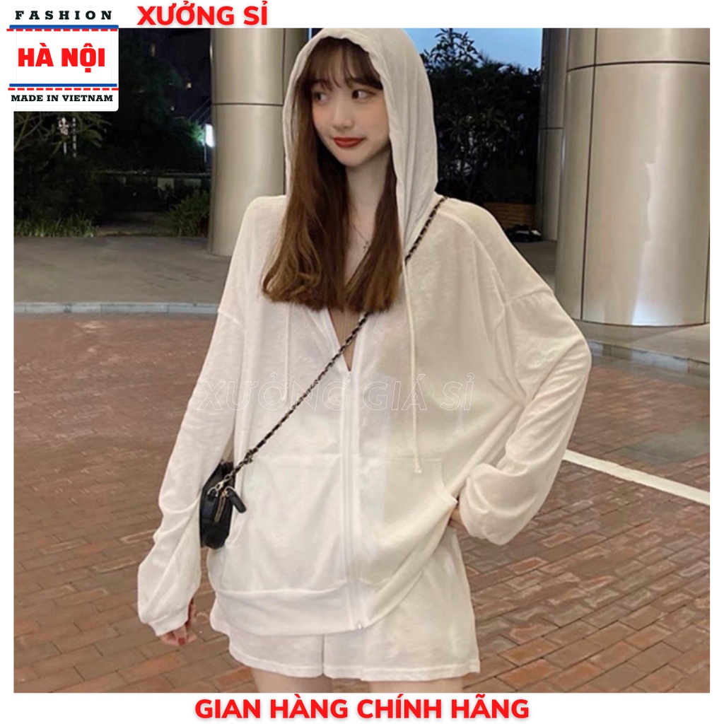 Sét áo khoác nỉ dáng thụng kèm quần sooc năng động