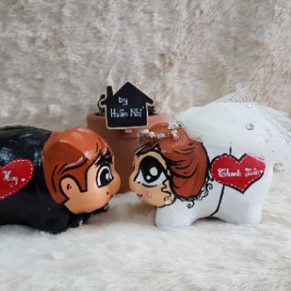 Heo đất handmade - combo cô dâu & chú rể