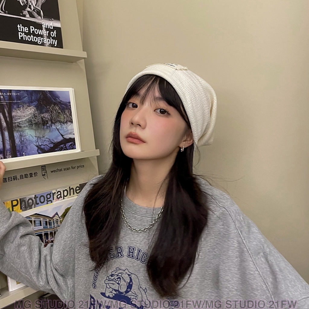 Mũ nồi Mg Studio vải dệt kim thiết kế họa tiết chữ với 3 màu tùy chọn