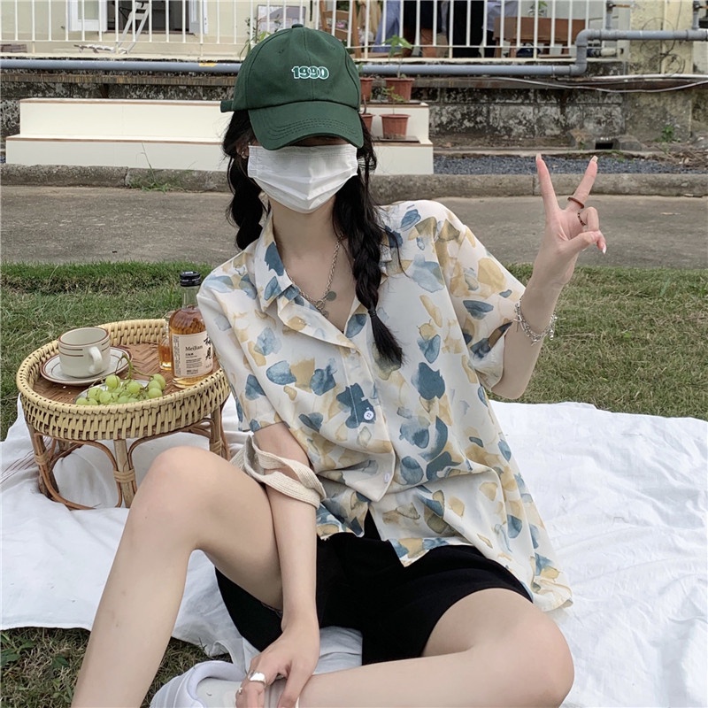 Áo Sơ Mi Chiffon Tay Ngắn Dáng Rộng In Họa Tiết Phong Cách Cổ Điển Thời Trang Mùa Hè Mới Cho