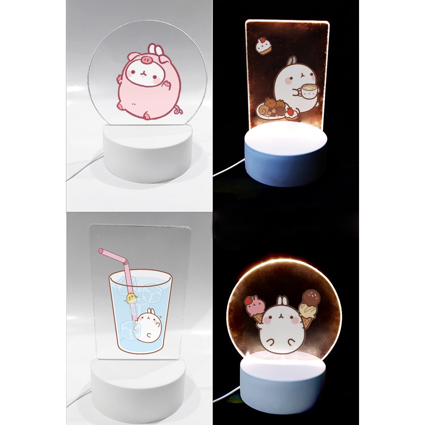 Đèn Led 3D molang DLI8 Đèn Ngủ 3D Sáng Tạo cute dễ thương