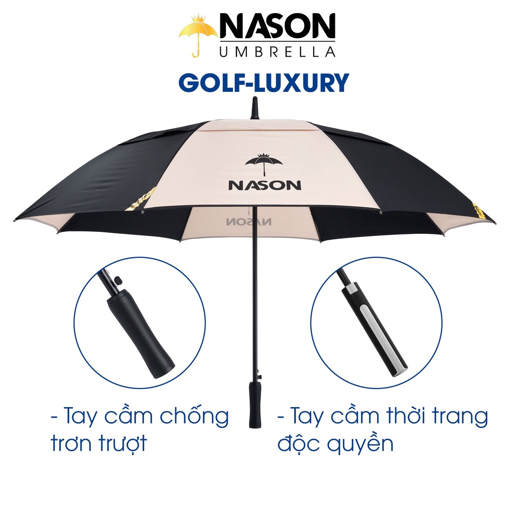 Ô dù Golf 2 tầng cao cấp 30 inch Nason Umbrella Luxury - Tự động một chiều - Vải chống thấm chống tia UV