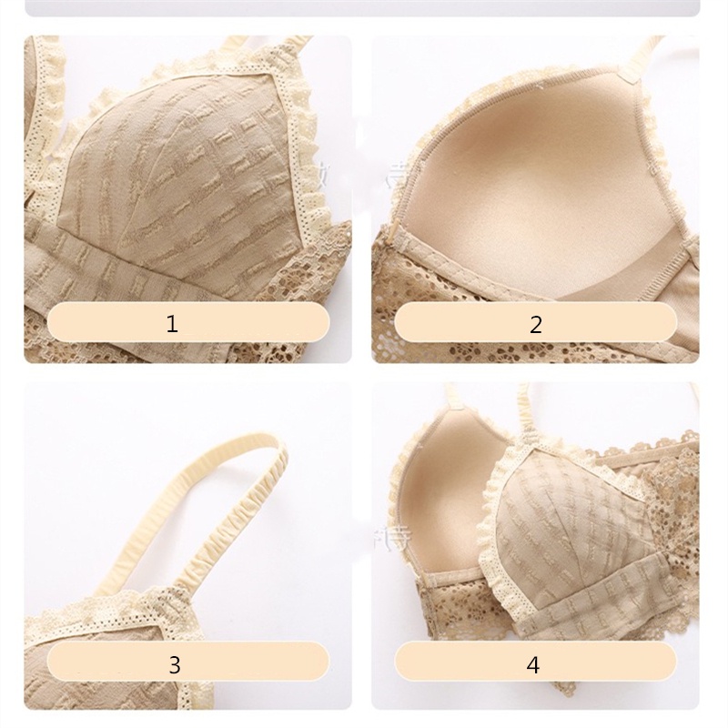 Bộ Áo Ngực Cổ Chữ V Cài Khóa Trước + Quần Lót 3 / 4 Cup + Áo Lót Nâng Ngực Không Đường May Phối Ren Quyến Rũ Cho Nữ | BigBuy360 - bigbuy360.vn