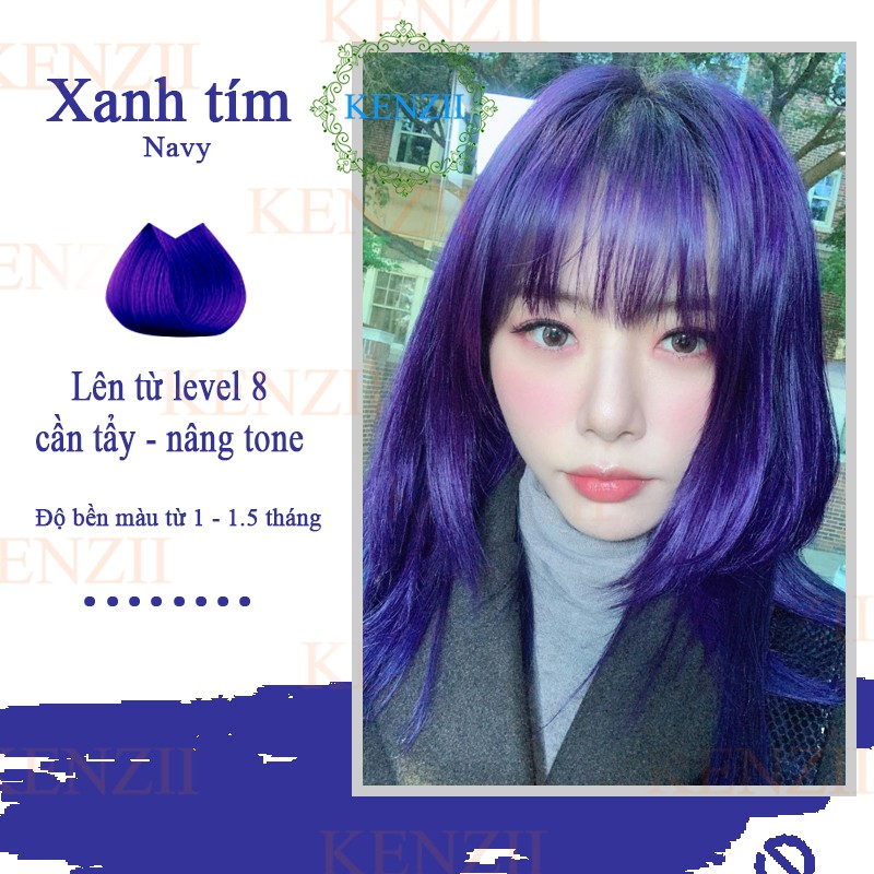 Thuốc Nhuộm Tóc Màu Xanh Tím Than Lên Từ Tone 8 ( Tặng Tẩy Trợ Nhuộm )