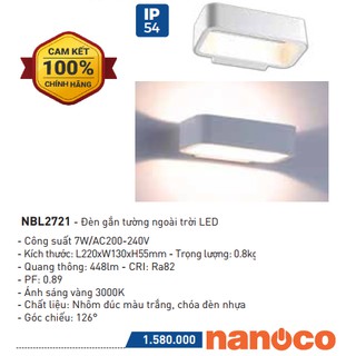 Đèn gắn tường trang trí ngoài trời led 7w nanoco - nbl2721