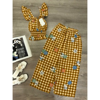 Đồ bộ 2 dây vải voan thái cute