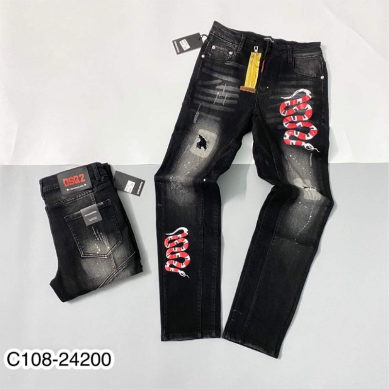 Quần jeans nam logo in thêu khoá lệch đứng form bền đẹp | WebRaoVat - webraovat.net.vn