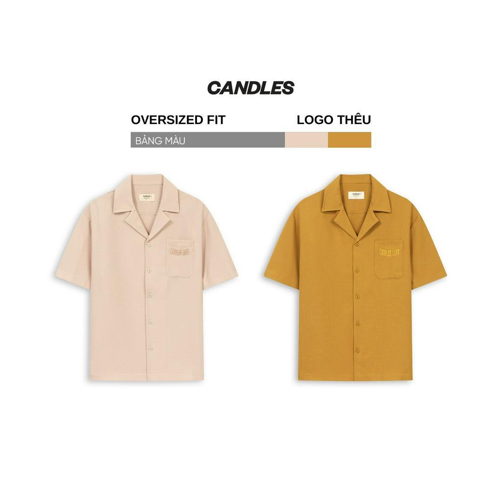 Áo sơ mi tay ngắn CANDLES LAND SHIRT form oversize logo thêu chính hãng