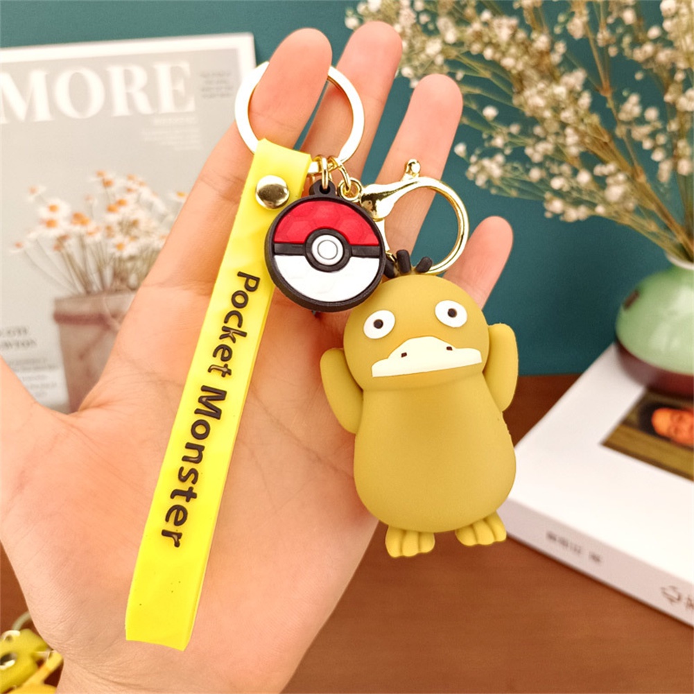 2022 New Psyduck phim hoạt hình phim hoạt hình Pokémon lên đến vịt Keychain Net Màu Đỏ sáu món quà nhỏ móc chìa khóa xe
