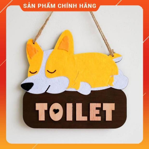 [Freeship 10] Bảng gỗ Toilet Chó Corgi ngủtrang trí nội thất gia đình trang trí phòng ngủ cửa hàng. sản phẩm chất lượng