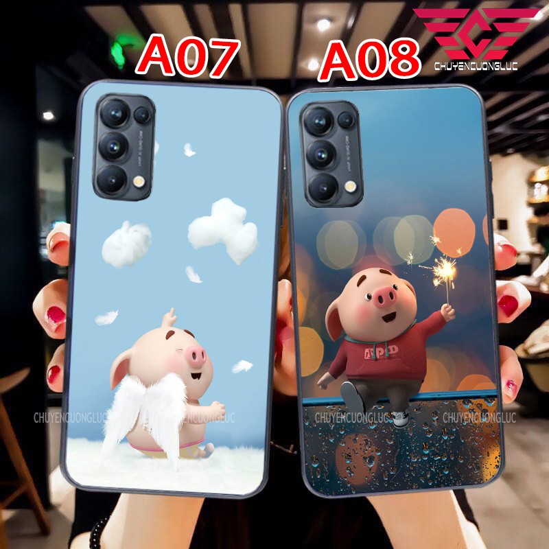 ỐP LƯNG OPPO RENO 5/ RENO 6Z/ RENO 4/ RENO 3 BẰNG KÍNH IN HÌNH CHÚ HEO DỄ THƯƠNG