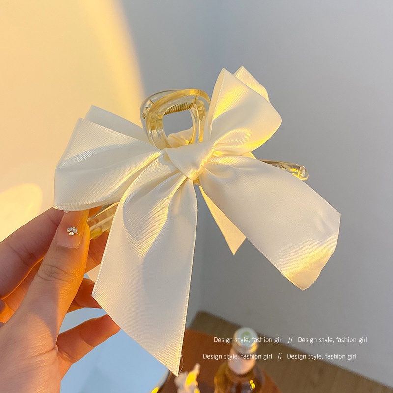 Kẹp Tóc Nơ Satin Trong Suốt Thời Trang Cho Nữ