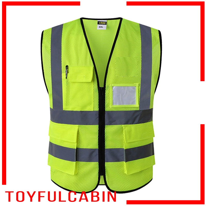 Áo bảo hộ phản quang màu vàng kèm túi công trường