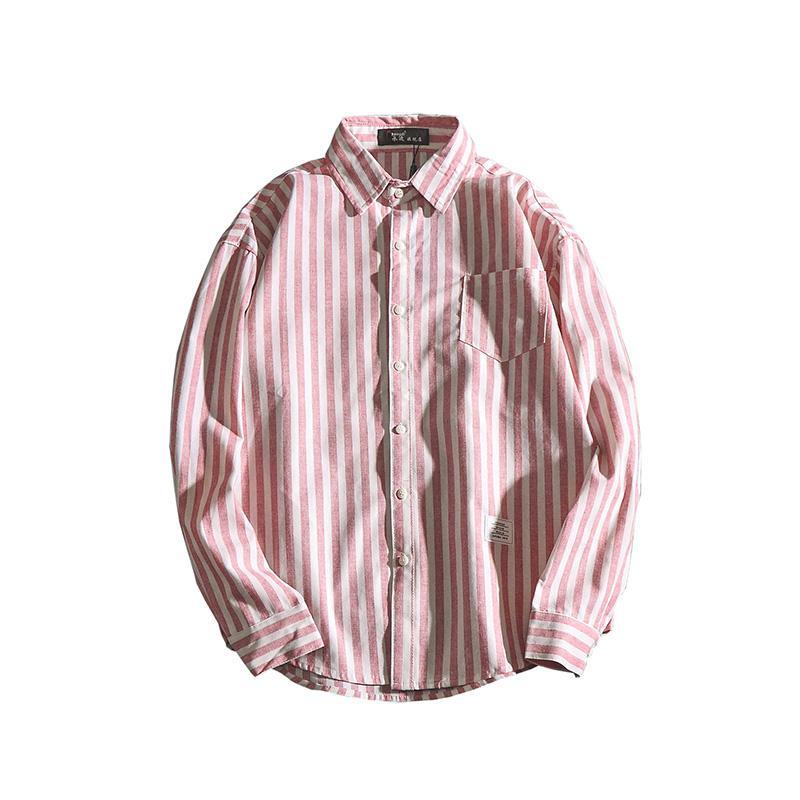 Áo Sơ Mi Tay Dài Kẻ Sọc Dọc Phong Cách Nhật Hàn Mới Cho Nam Và Nữ