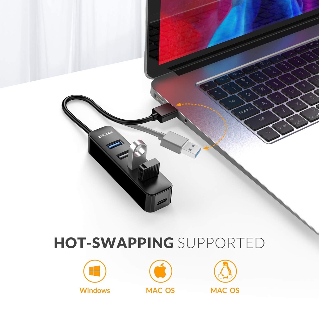 Bộ chia Hub 4 cổng USB 3.0 IDSONIX IAU3-4A-015-BK - CHính Hãng