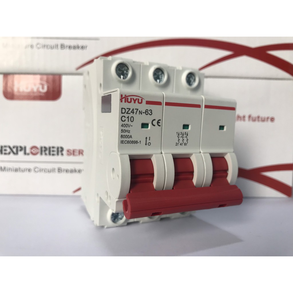Cầu dao an toàn MCB 3 Pha 6A - 63A dòng cắt 6kA, Hãng Huyu