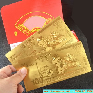 Tiền hình con chuột Macao 100 mạ kim loại vàng plastic - JERRY