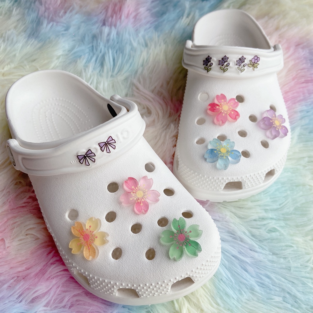 crocs sticker Bộ 6 Cánh Hoa Dạ Quang Đính Giày Tự Làmshoes sticker Accessories Stickers Sandals Shoe Decoration