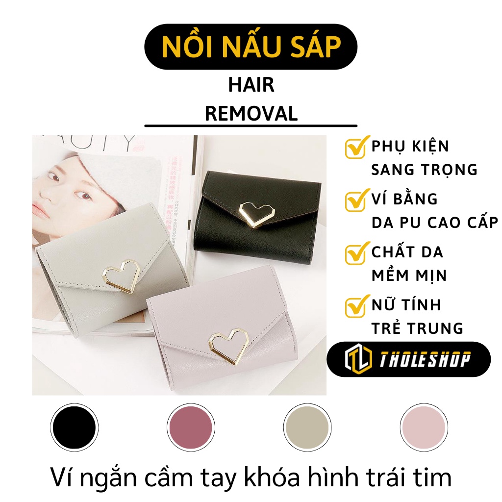 Ví Nữ Mini - Bóp Nữ Cầm Tay Da Mềm Mại, Nhỏ Gọn Dễ Dàng Bỏ Túi Khóa Trái Tim 9132