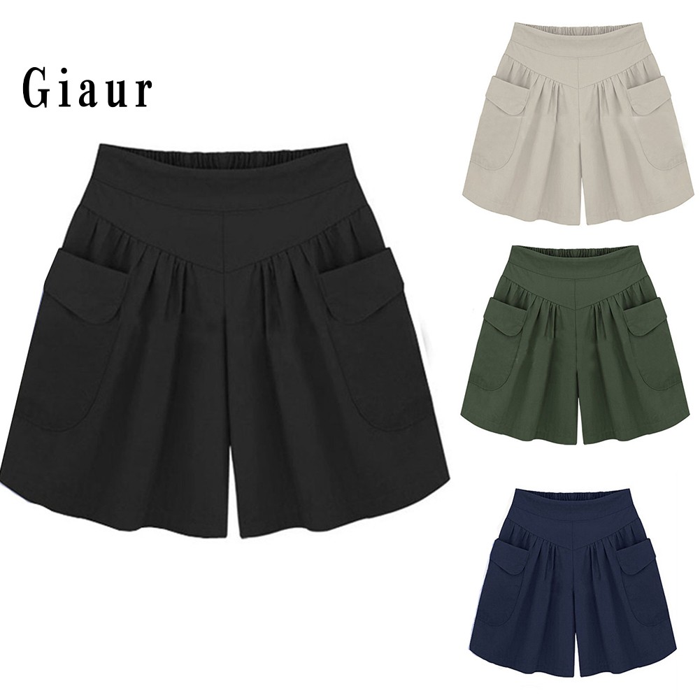 Quần short nữ lưng thun ống rộng size lớn