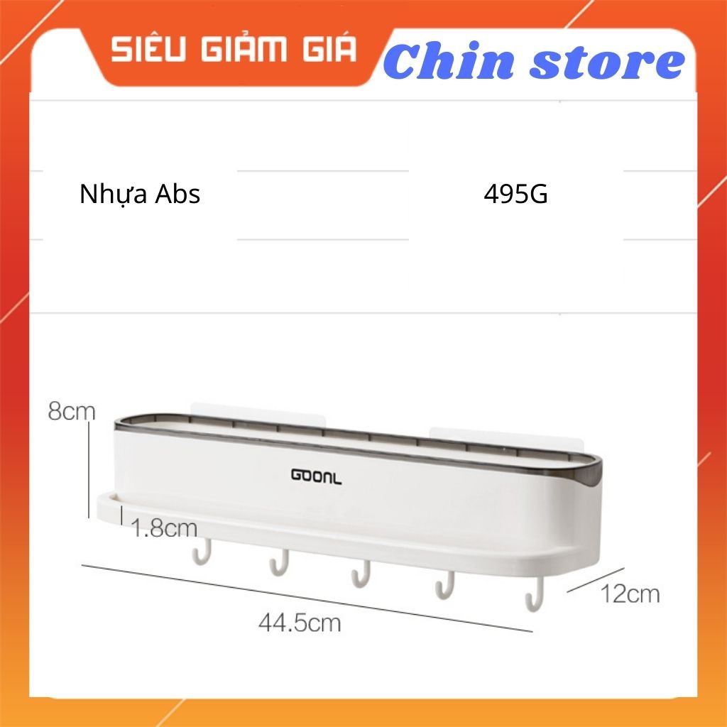 Kệ để đồ phòng tắm gắn tường siêu chắc GOONL cao cấp có móc treo và thanh treo khăn 8*44.5*12 cm