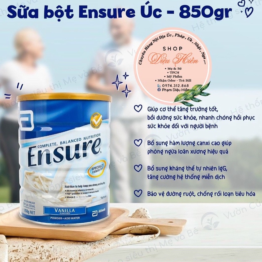 Sữa ensure úc 850g