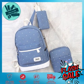 💎MUA 1 TẶNG 2💎 BALO NAM NỮ CHẤM BI NHIỀU MÀU 💎 BALO/CẶP ĐI HỌC VẢI DÙ CAO CẤP 💎 FREESHIP
