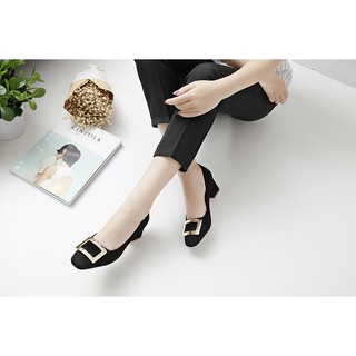 Giày Cao Gót 5 Phân Mũi Vuông Đế Vuông
