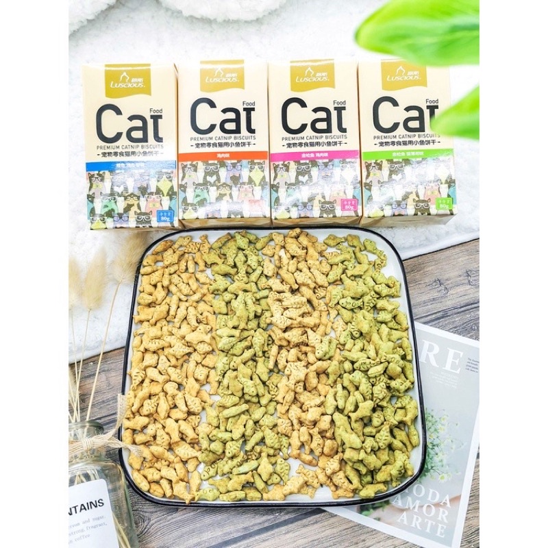 Bánh quy cá Catnip/Bánh thưởng Luscious 80gr dành cho mèo - Mixo Pet Town