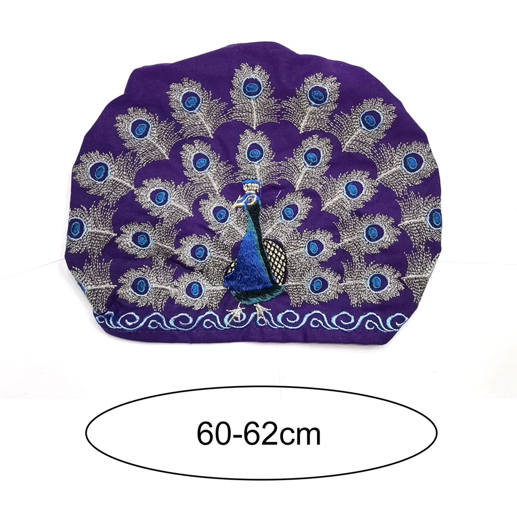 Mũ Vành Tròn Màu Trơn Thêu Hình Chim Công Vintage Cho Nữ