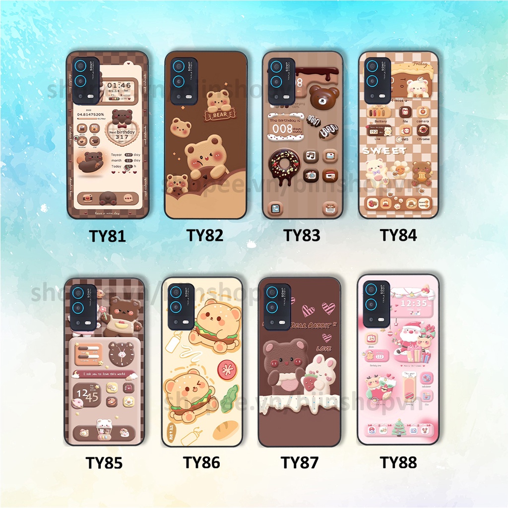 Ốp Oppo A54 / A55 in hình gấu chocolate kẹo ngọt siêu đẹp siêu xinh