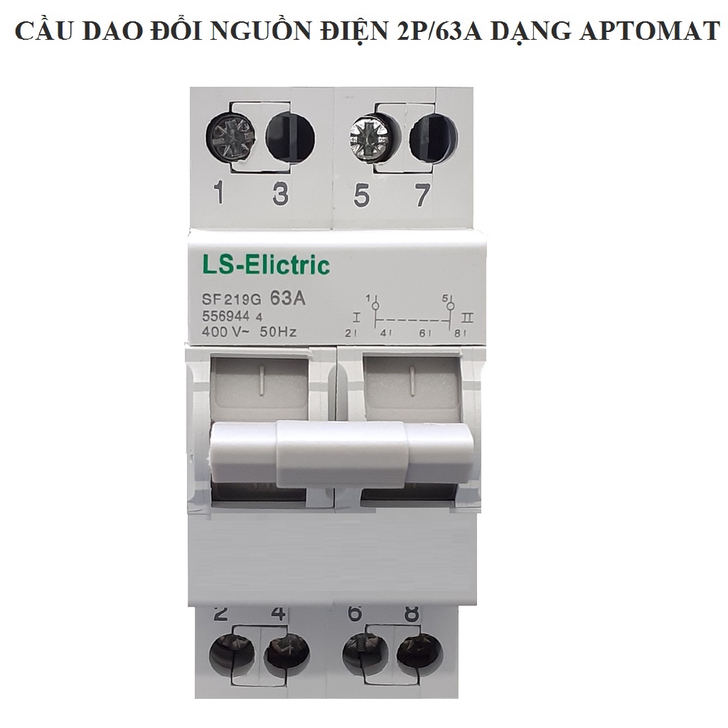 Công tắc chuyển đổi nguồn điện công suất lớn 2P/63A-220V LS-Elictric cầu dao đảo chiều át đảo chiều.