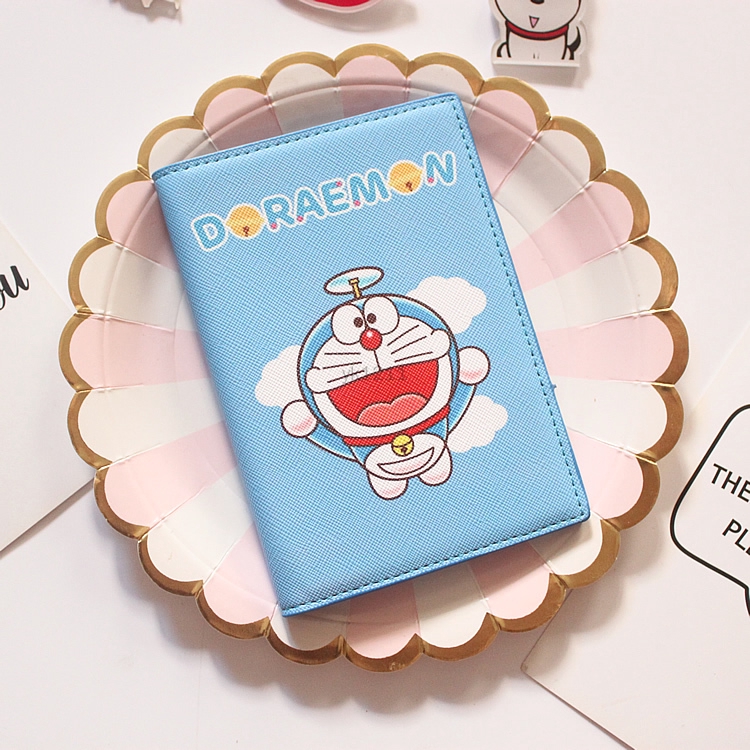 Doraemon Túi Đựng Hộ Chiếu / Vé / Hộ Chiếu Họa Tiết Hoạt Hình Đơn Giản Giá Đỡ