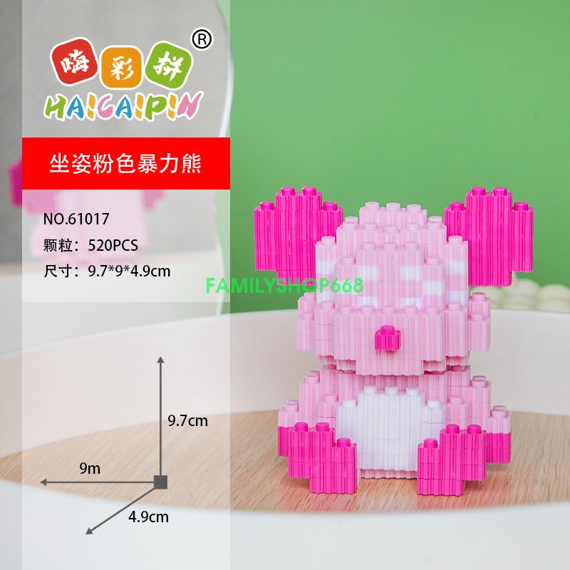 Xếp hình Gấu Bearbrick 12cm Đồ chơi lắp ráp nano nanoblocks mô hình cỡ lớn Hàng Đẹp bear bricK đứng -12cm ngồi 10cm