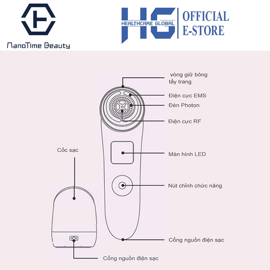 Máy Đẩy Tinh Chất ION Nóng Lạnh NanoTime Beauty F82E | Nâng Cơ Trẻ Hoá Da 9 in 1 - Công Nghệ Nano Photon RF, EMS...