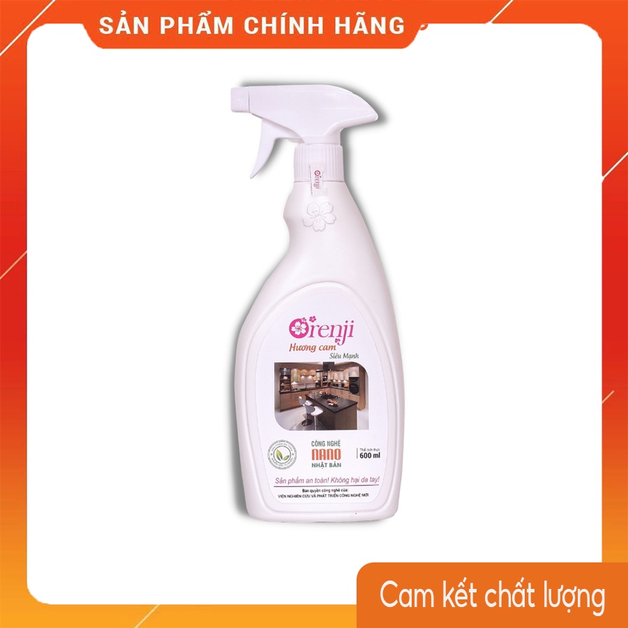 Nước lau bếp, xịt bếp, lau đa năng Orenji hương cam 600ml an toàn không hóa chất