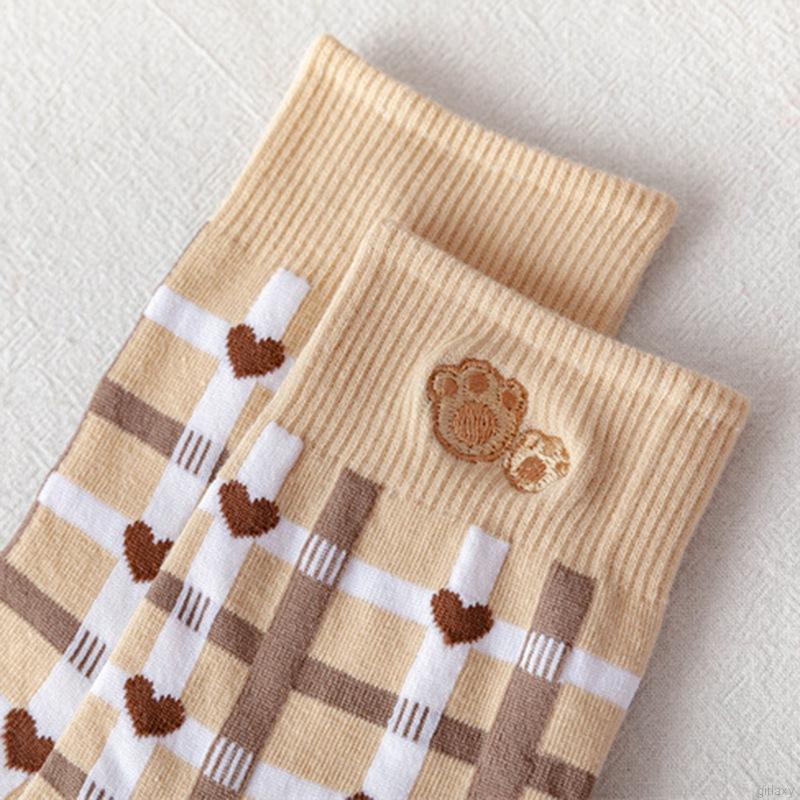 Vớ cotton họa tiết gấu hoạt hình dễ thương phong cách Hàn Quốc cho nữ