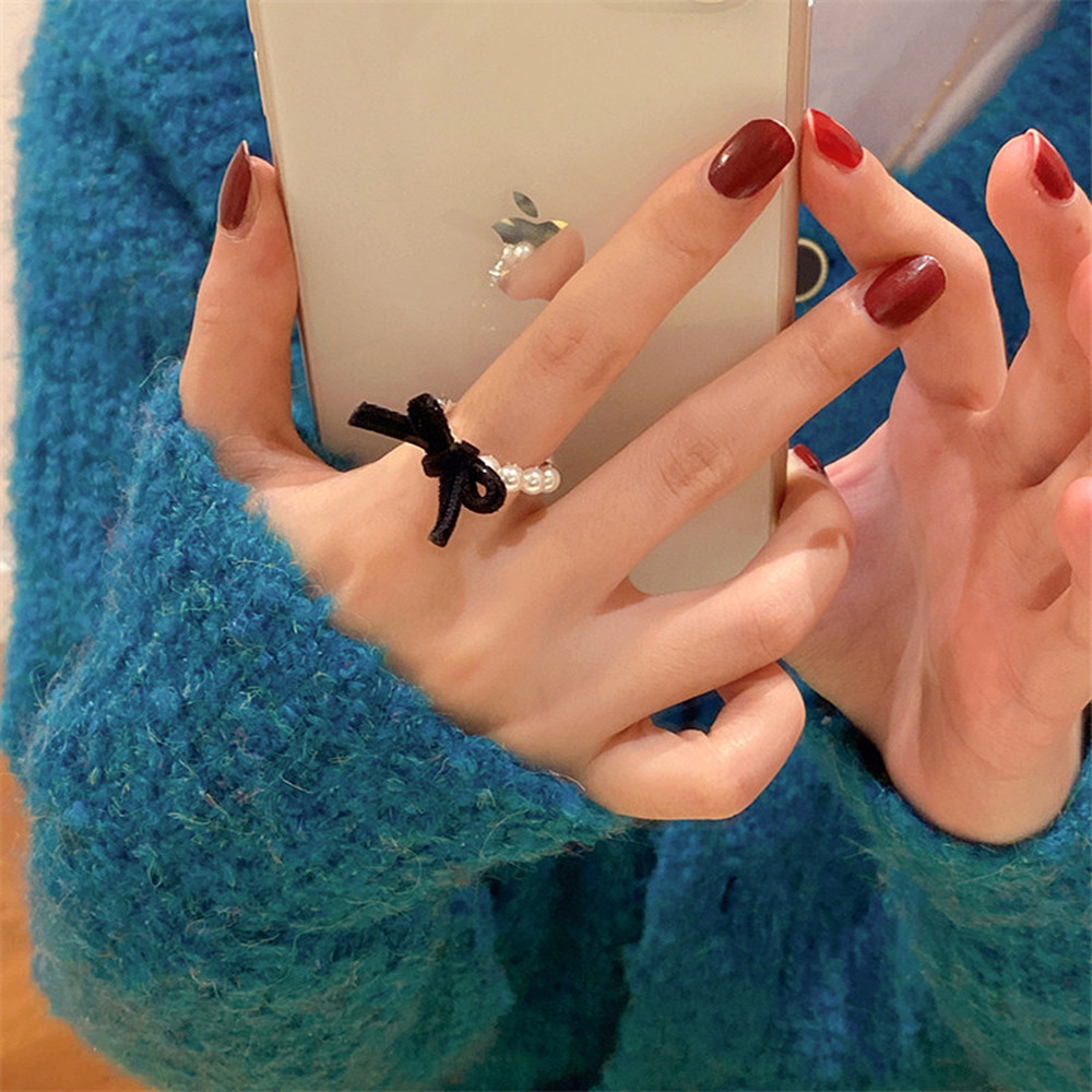 Nhẫn đeo ngón gắn ngọc trai giả thời trang cổ điển