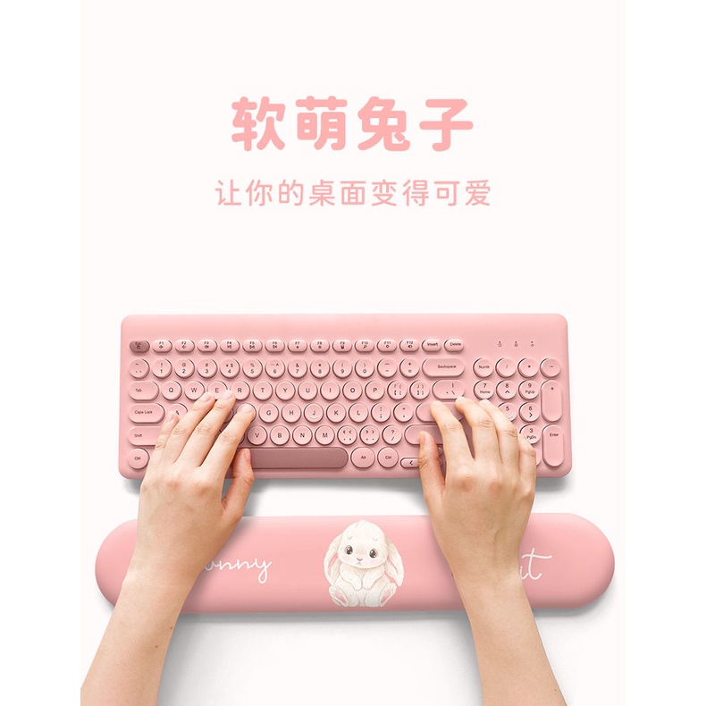 Miếng Lót Chuột Và Bàn Phím Hình Thỏ Dễ Thương Phong Cách Hàn Quốc
