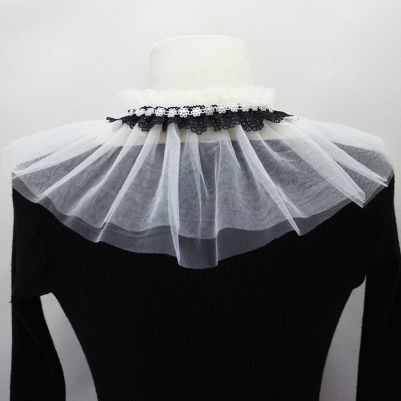 Cổ Áo Đính Ngọc Trai Giả Chất Liệu Chiffon Thời Trang Cho Nữ