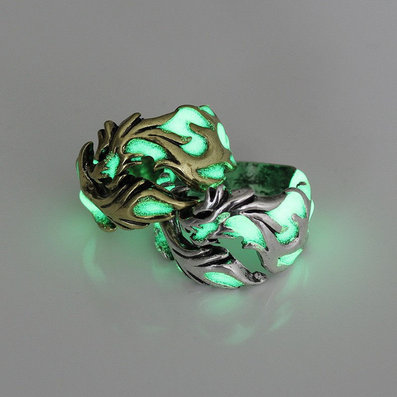 Weiweijewelry/Nhẫn bạc cổ điển nam Nhẫn Rồng dạ quang