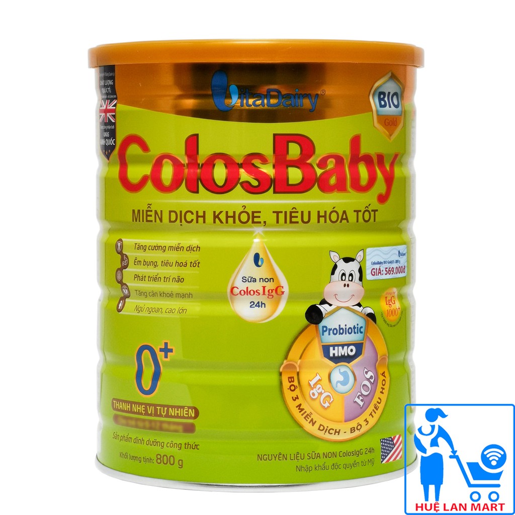 Sữa Bột VitaDairy ColosBaby Bio Gold 0+ Hộp 800g (Miễn dịch khỏe, tiêu hóa tốt)