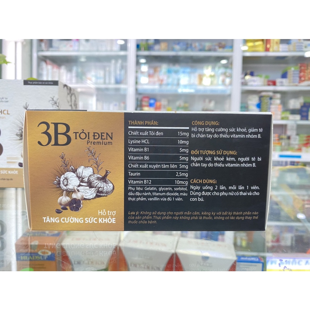 Vitamin 3B tỏi đen xuyên tâm liên hỗ trọ tăng cường sức khỏe người đề kháng kém, thiếu vitamin B