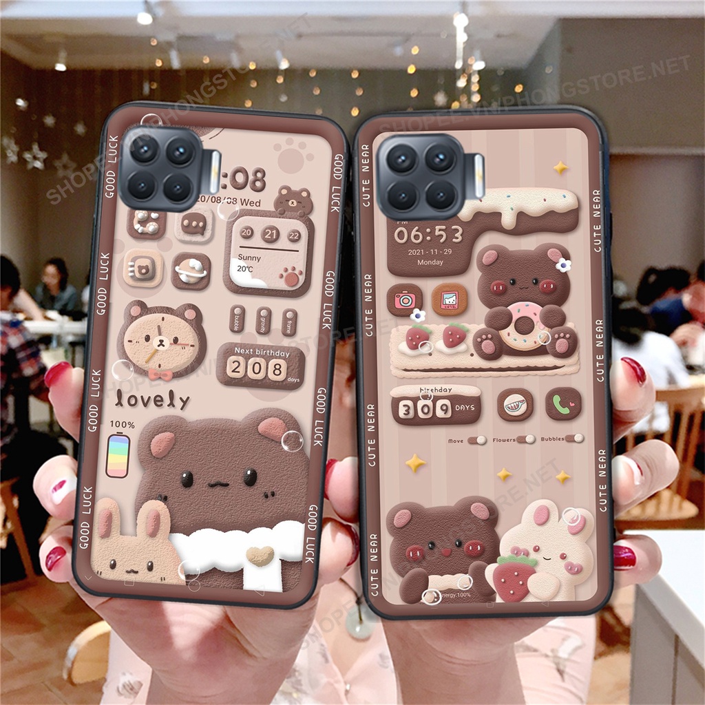 Ốp lưng Oppo A73 / A93 in họa tiết caro, mẫu gấu cực đáng yêu / ốp gấu cute giá rẻ siêu bền